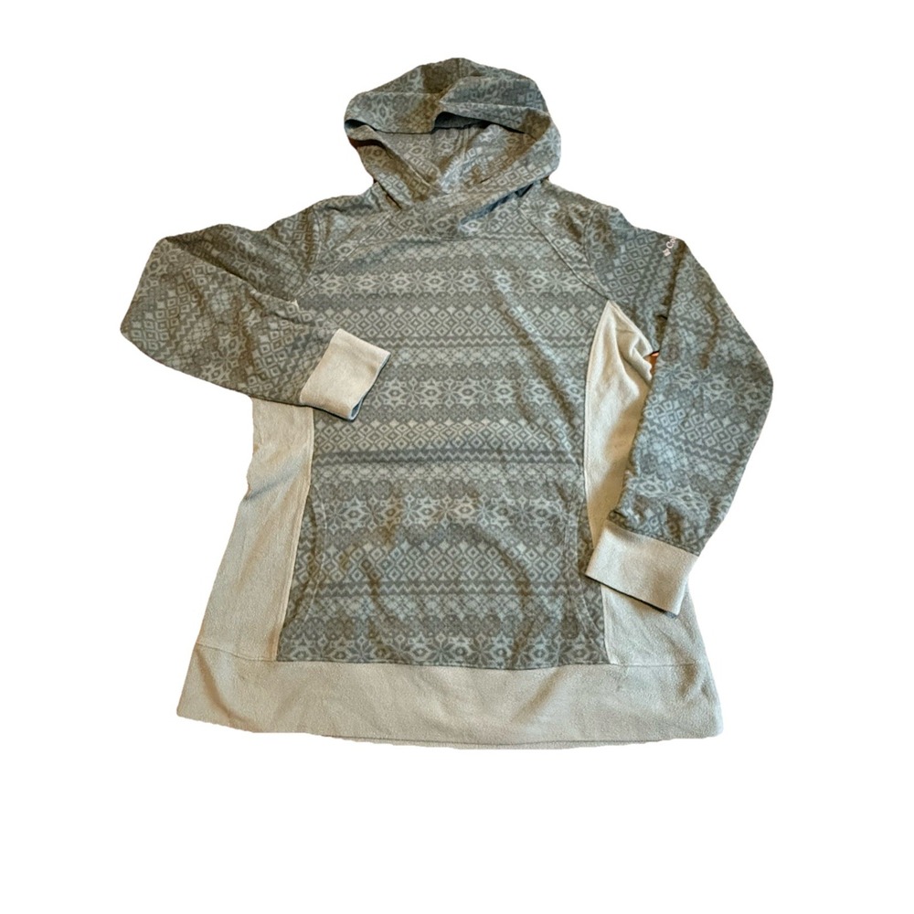 Columbia Womens Fleece Hoodie‎ Snowflake Print AOP Charcoal Gray Size Large